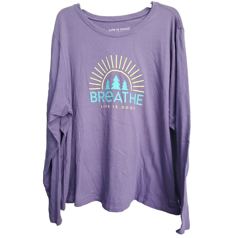 Life is Good Women's Purple "Breathe" Long Sleeve Crusher T-Shirt XXXL